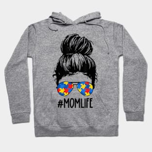 Momlife Autism Mom Puzzle Glasses Autism Awareness Woman Hoodie